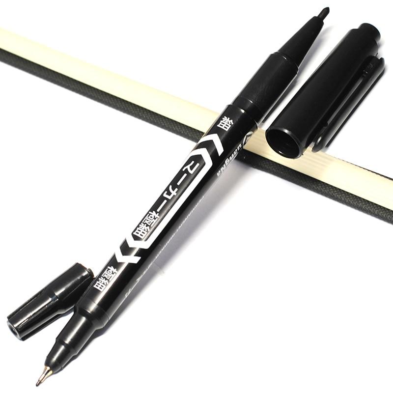 5pcs/lot Wholesale Twin Tip Permanent Marker Pen Fine Point Waterproof Ink Thin Nib Crude Nib Black Ink 0.5mm-2mm Fine Color