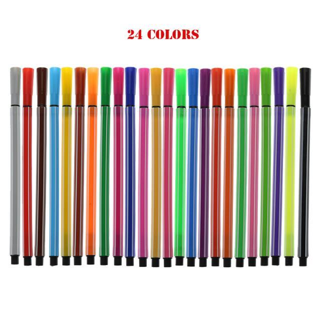 Children'S Drawing Stationery Cartoon Watercolor Pencil Set 12/18/24/36 Color Nontoxic Painting Art Graffiti Pen School Supplies