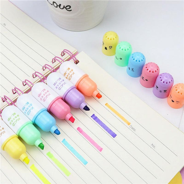 Super cute capsule highlighter naughty expression bright watercolor coloring pen sentence marker school student stationery