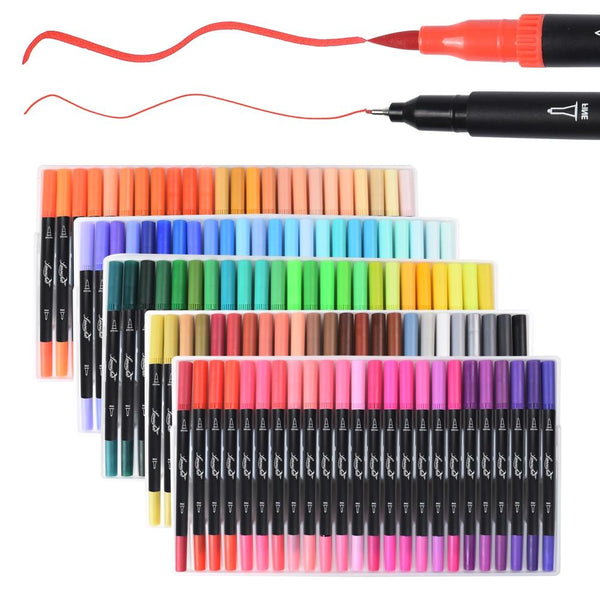 120 Colors Dual Tip Marker Pen Watercolor Brush Pens Tip for Art Coloring Sketching Calligraphy Manga Art Supplies