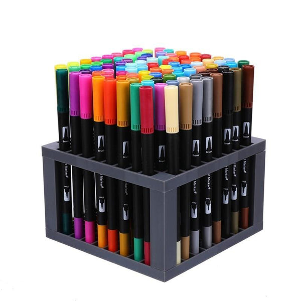 48/72/120 Colors Fine Liner Drawing Painting Watercolor Markers Pen Art Dual Tip Brush Pen Graffiti Pen School Supplies
