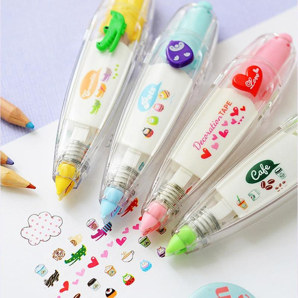 Kawaii Animals Love Heart Press Correction Tape Decorative Pen Diary Type Correction Supplies Stationery School Supplies
