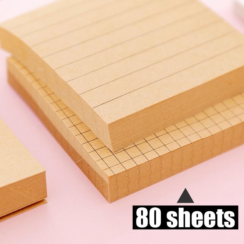 Kraft Paper Grid Tabs Sticky Notes Memo Pad Stationery Memo Pads Sheets  Notepad Stationary  Office Decoration Note Pad