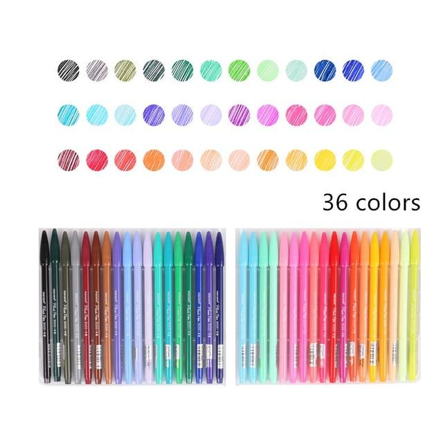 Watercolor Gel Pen Set 12 24 36 Water Color Micron Fiber Pens Writing Drawing Sketch Stationery Office School Art Supplies