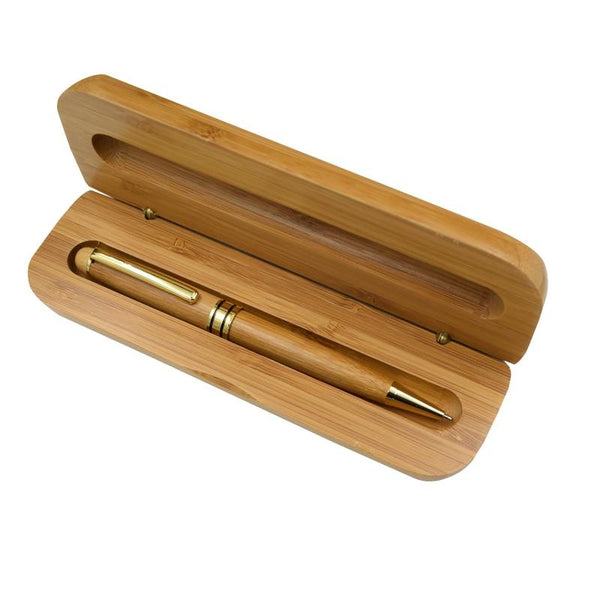One Set Bamboo Pen With Pencil Case Gift Box 0.5 mm Black Ink Bamboo Roller Ball Pens To Write Writing Materials