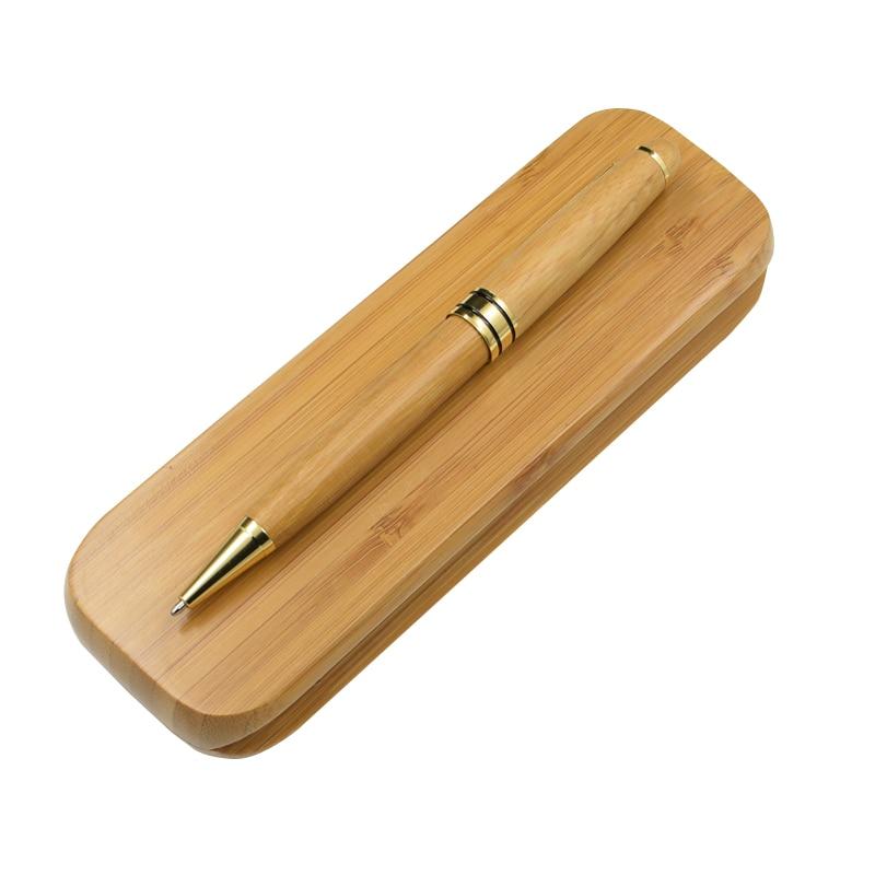 One Set Bamboo Pen With Pencil Case Gift Box 0.5 mm Black Ink Bamboo Roller Ball Pens To Write Writing Materials