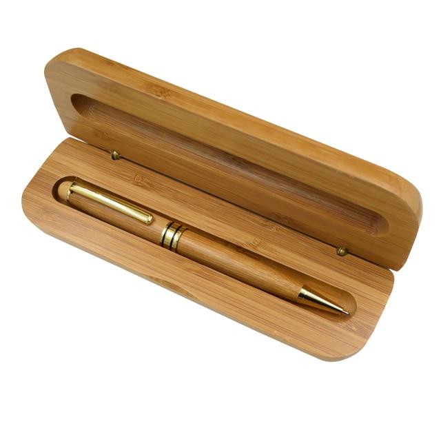 One Set Bamboo Pen With Pencil Case Gift Box 0.5 mm Black Ink Bamboo Roller Ball Pens To Write Writing Materials