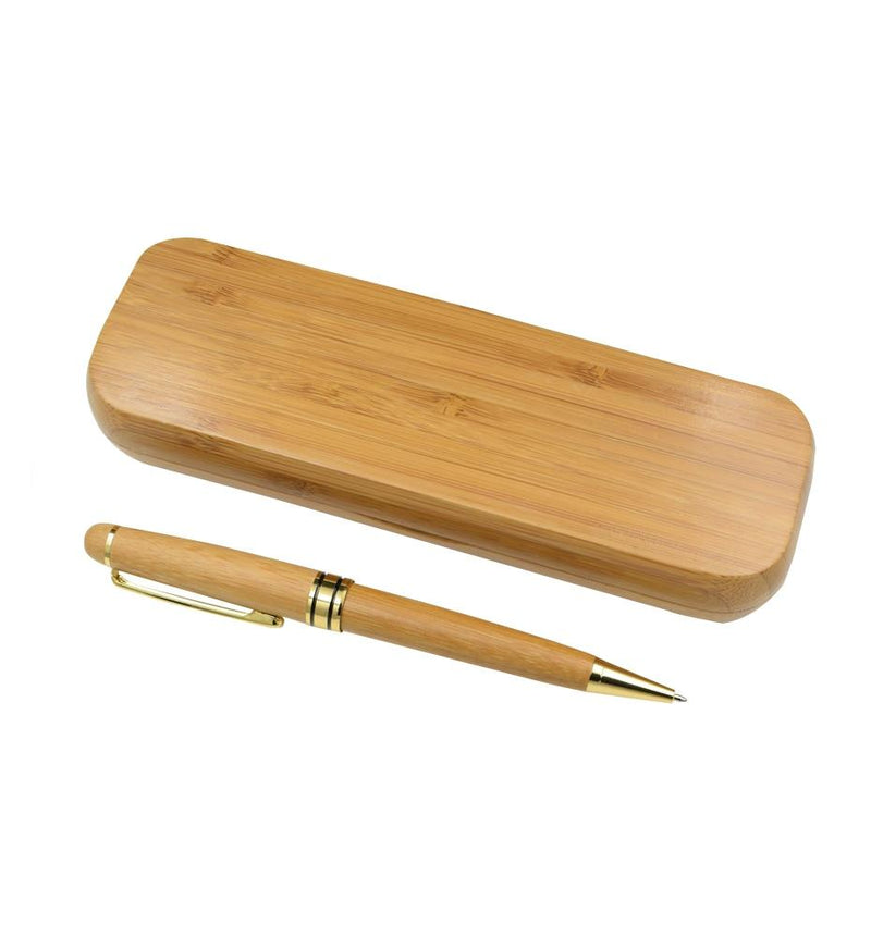 One Set Bamboo Pen With Pencil Case Gift Box 0.5 mm Black Ink Bamboo Roller Ball Pens To Write Writing Materials