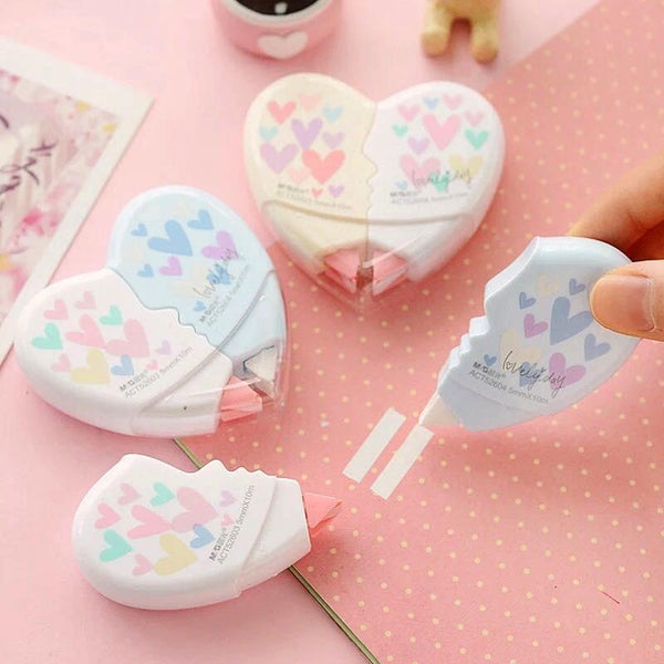 2 pcs/pair Love Heart correction tape material stationery office school supplies10M