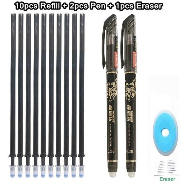 Erasable Pen Set 0.5mm Blue Black Color Ink Writing Gel Pens Washable handle for School Office Stationery Supplies