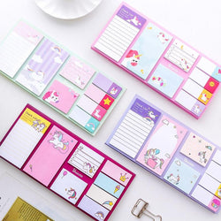 Memo Pad Cartoon Cute Unicorn Sticky Notes Multi Folding Writing Pads Label Stationery School Supply