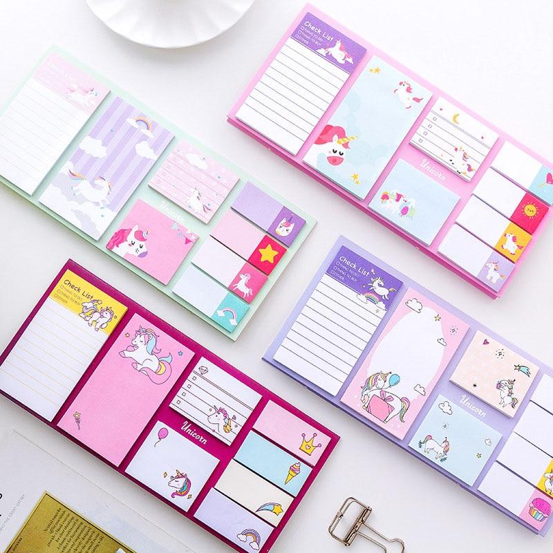 Memo Pad Cartoon Cute Unicorn Sticky Notes Multi Folding Writing Pads Label Stationery School Supply