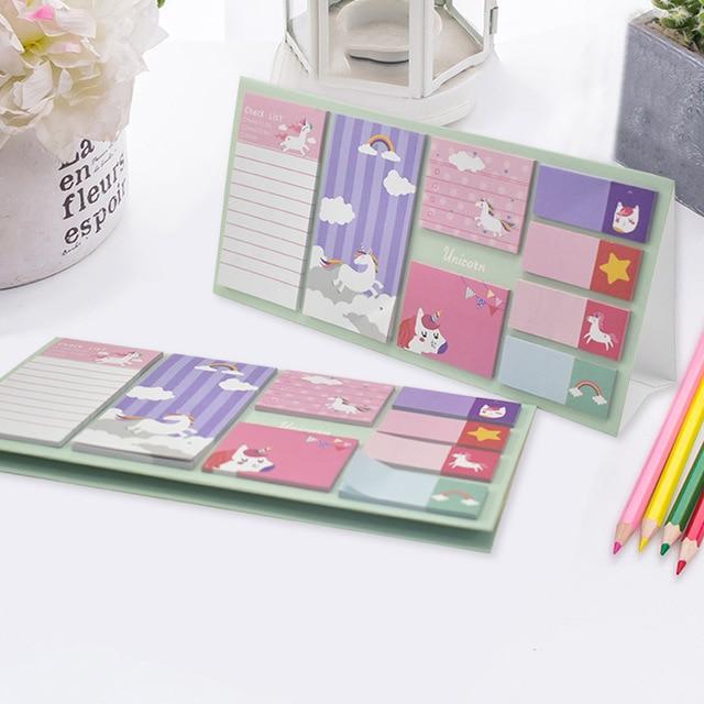 Memo Pad Cartoon Cute Unicorn Sticky Notes Multi Folding Writing Pads Label Stationery School Supply