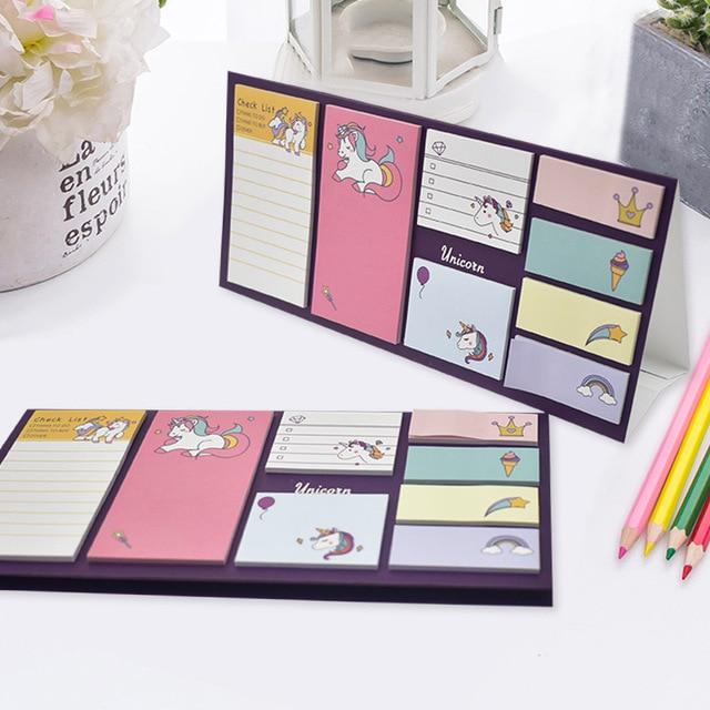 Memo Pad Cartoon Cute Unicorn Sticky Notes Multi Folding Writing Pads Label Stationery School Supply