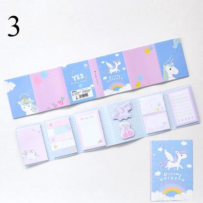 Memo Pad Cartoon Cute Unicorn Sticky Notes Multi Folding Writing Pads Label Stationery School Supply