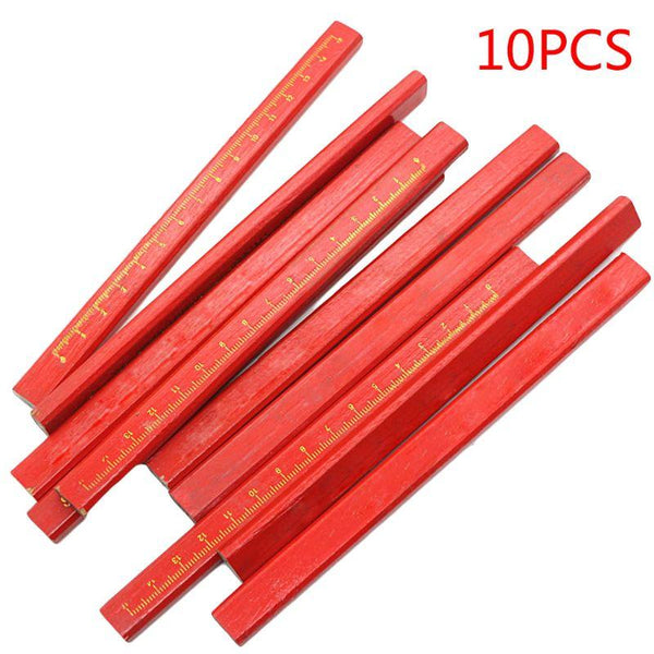 10Pcs Carpenters Pencils Black Lead For DIY Woodworking Black Thick Core Flattened Mark Pen Pencil