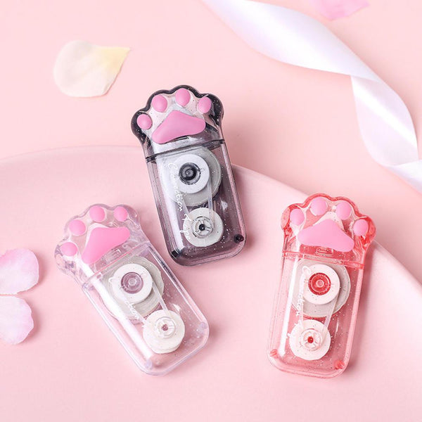 Cute Cat Paw Pink Black Correction Tape Transparent Shell Stationery School Office Supplies For Kids Gift Color Random