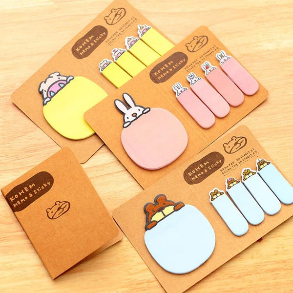 New Cute Animal Korean Rabbit Sheep Stationery Memo Pad Lovely Scrapbooking Sticky Notes Book Paper Sticker Bookmark Pepsi Stick