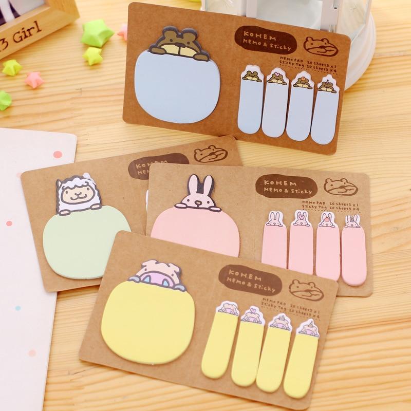 New Cute Animal Korean Rabbit Sheep Stationery Memo Pad Lovely Scrapbooking Sticky Notes Book Paper Sticker Bookmark Pepsi Stick