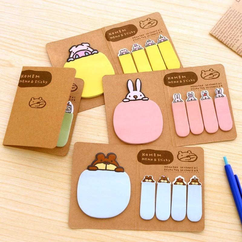 New Cute Animal Korean Rabbit Sheep Stationery Memo Pad Lovely Scrapbooking Sticky Notes Book Paper Sticker Bookmark Pepsi Stick