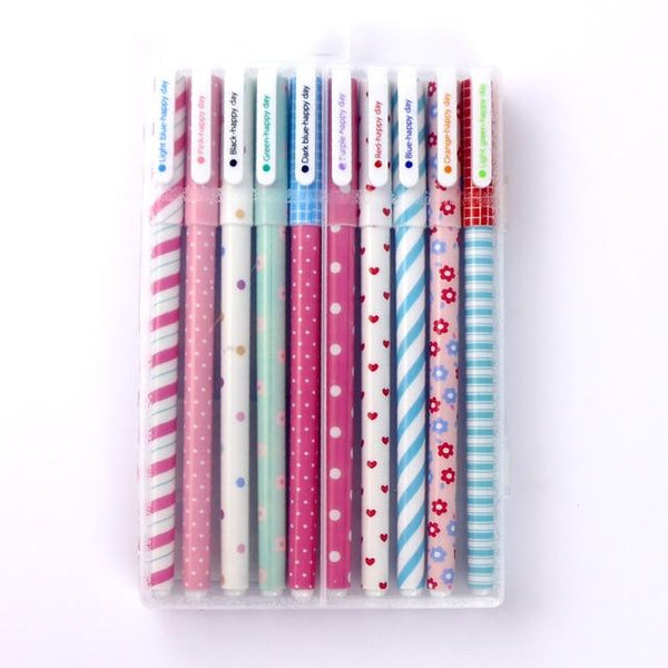 10 color pen with box  Japanese and Korean creative stationery, broken flower, watercolor pen, color neutral pen