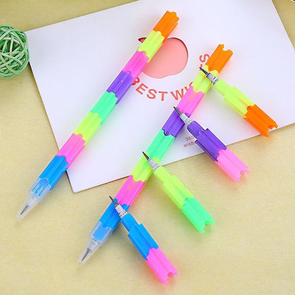 4 pens Creative pencil Rainbow Multi-function building block pen pencil hundred deformation 8 knots
